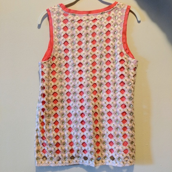 Anthropologie Pink Embroidered Sleeveless Top - Picture 3 of 4